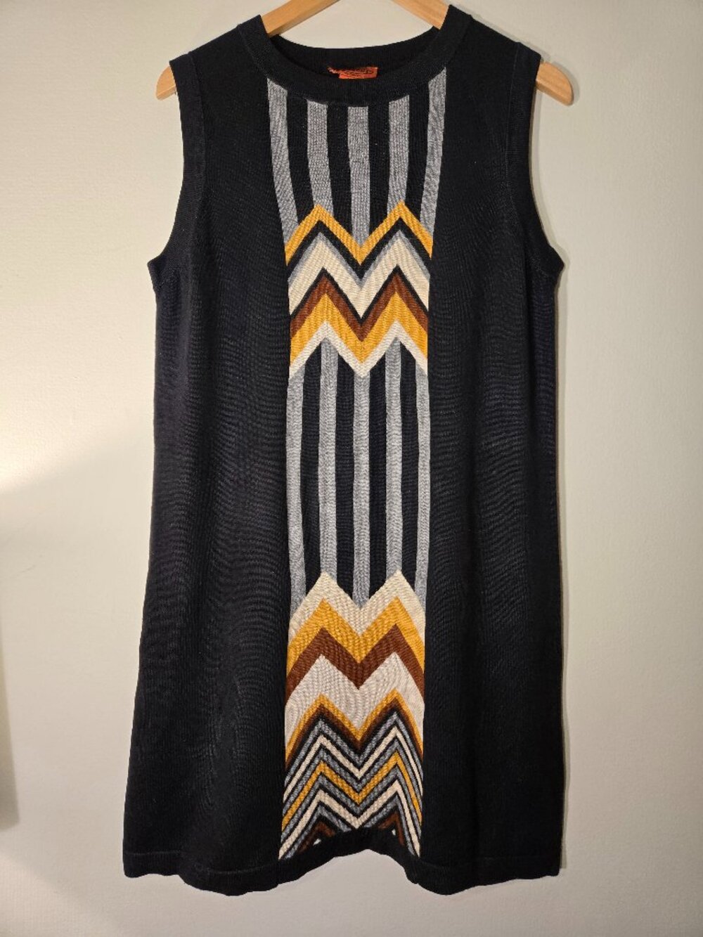 Missoni for Target Sleeveless Knit Sweater Dress Size Large Black Zig Zag Chevro